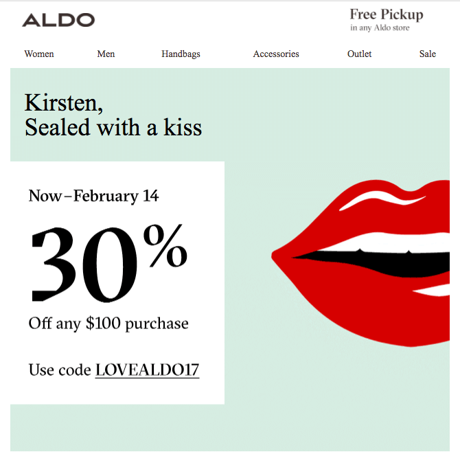 Aldo on sale outlet coupon